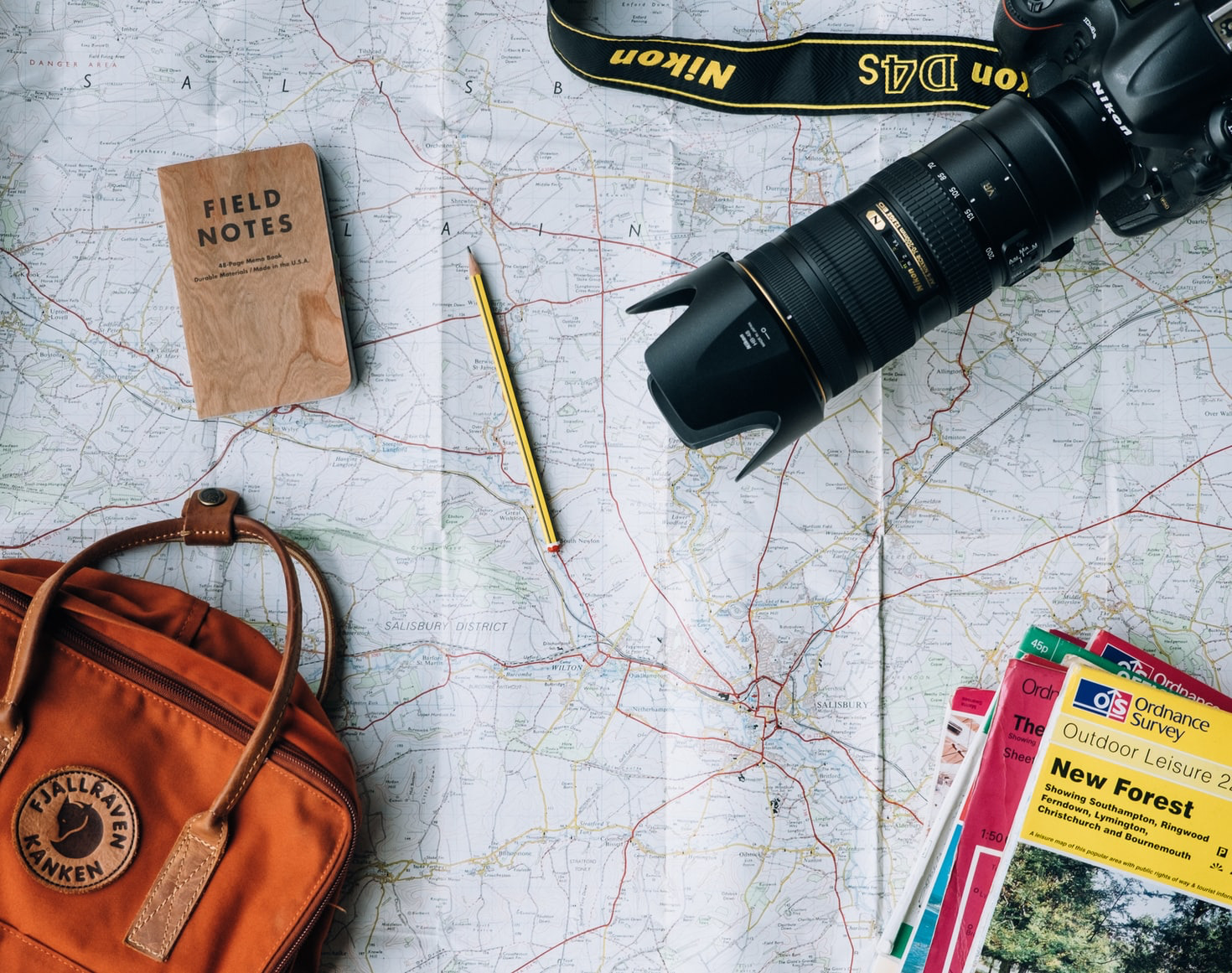 map and travel items