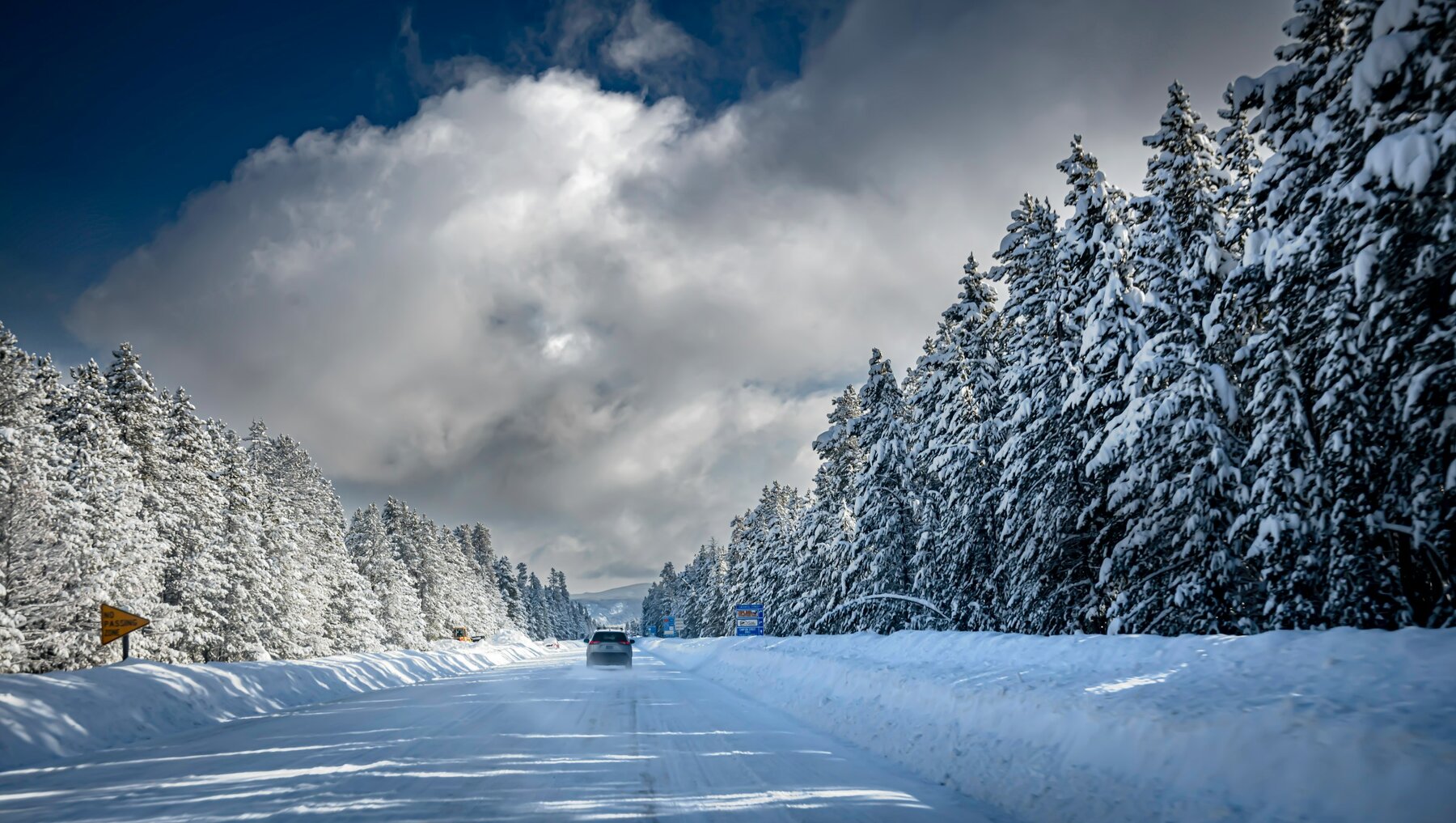Car driving on winter road