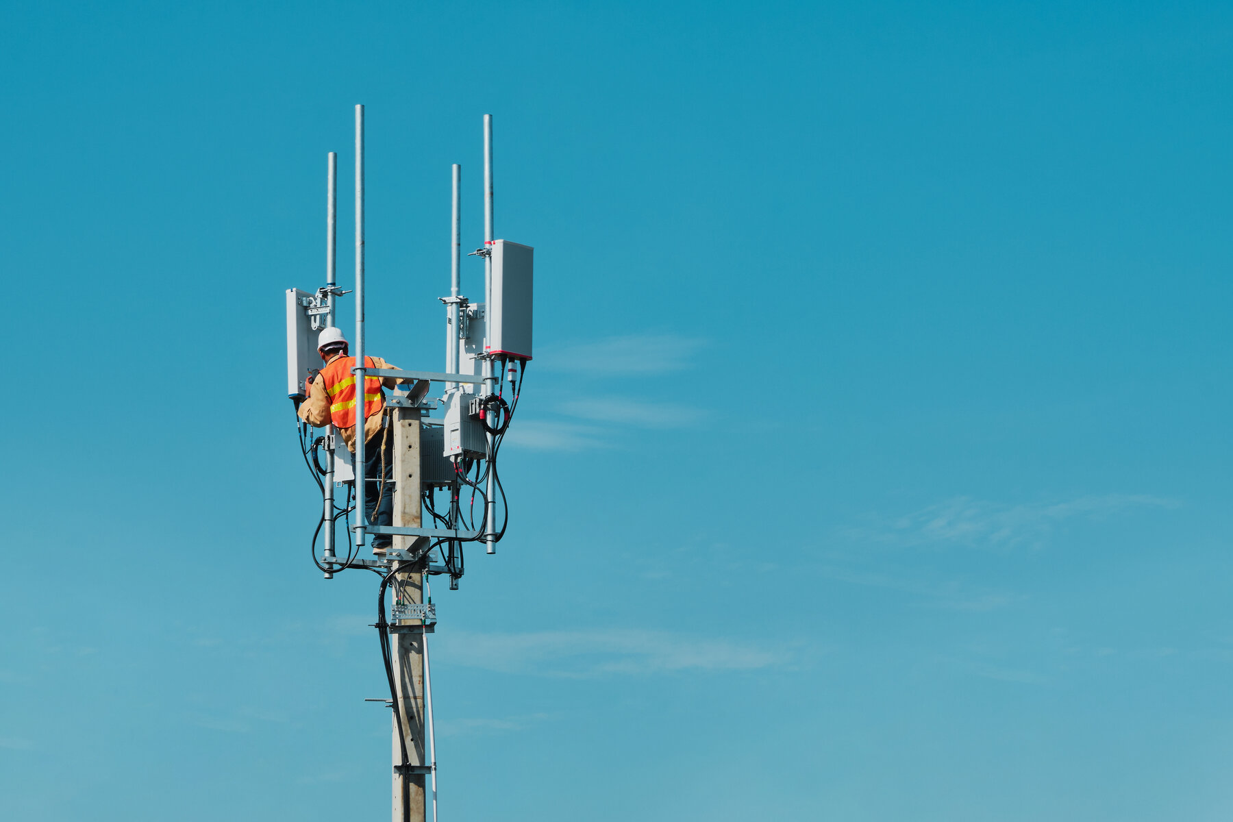 Telecom engineer on a tower