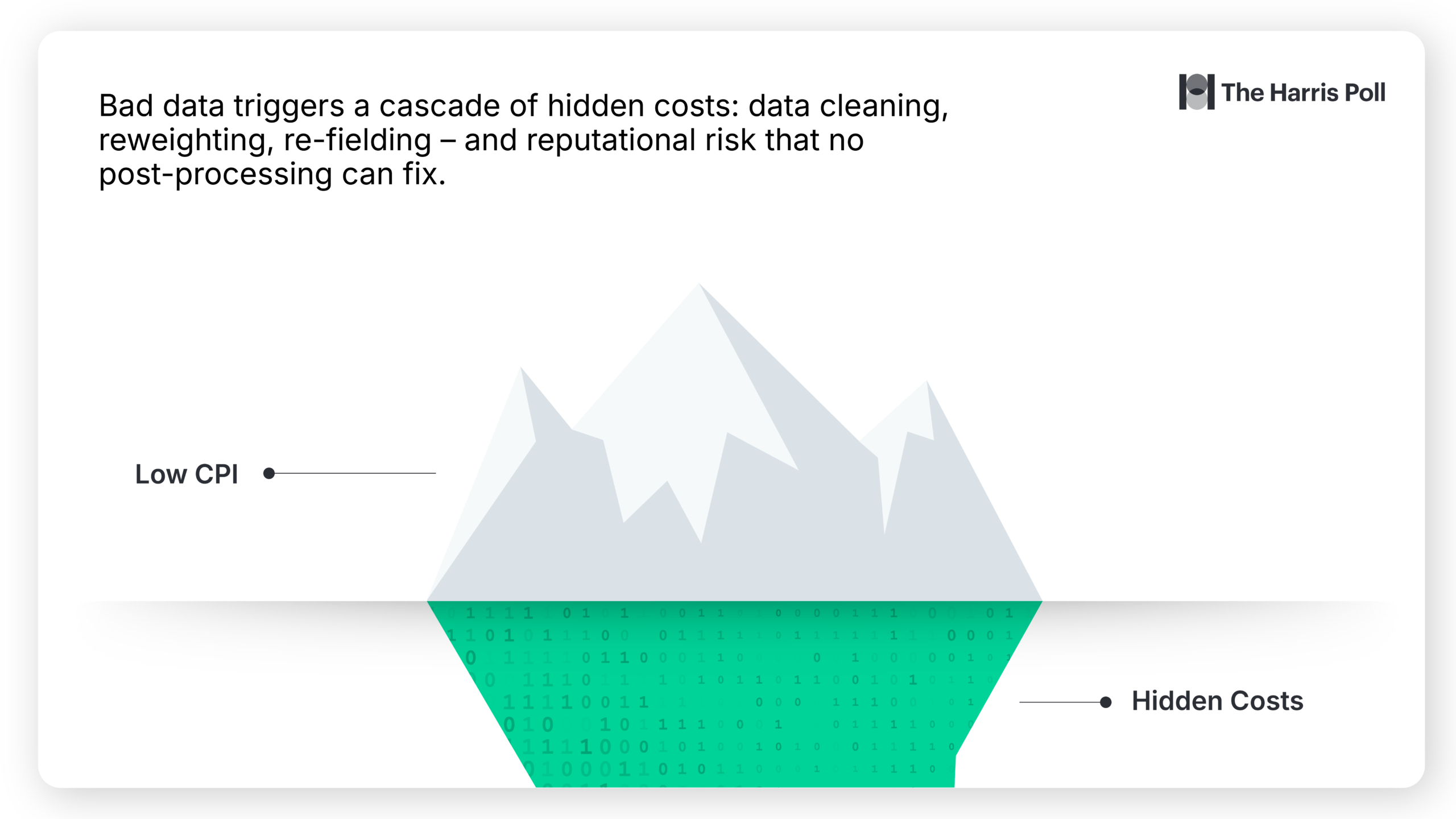 A graphic showing an iceberg to demonstrate the hidden cost of bad data.