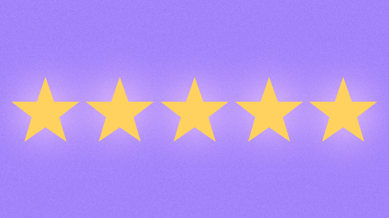 Row of yellow stars on purple background
