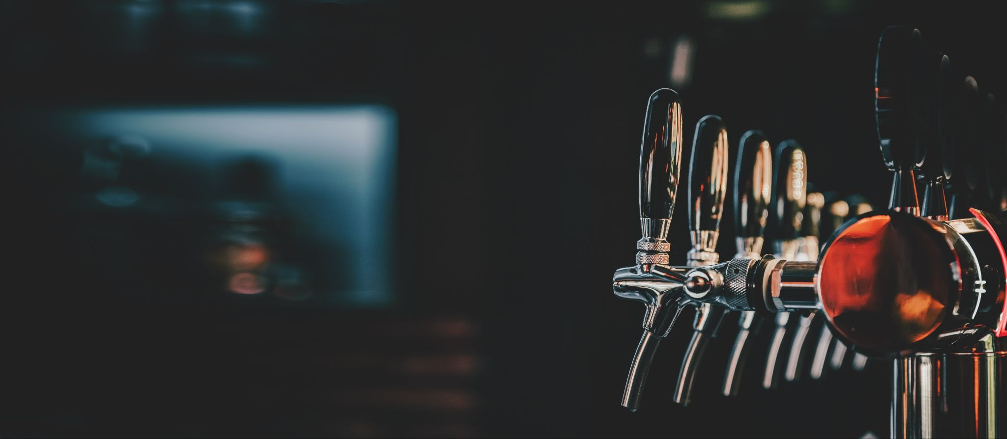 Beer draft taps on a bar