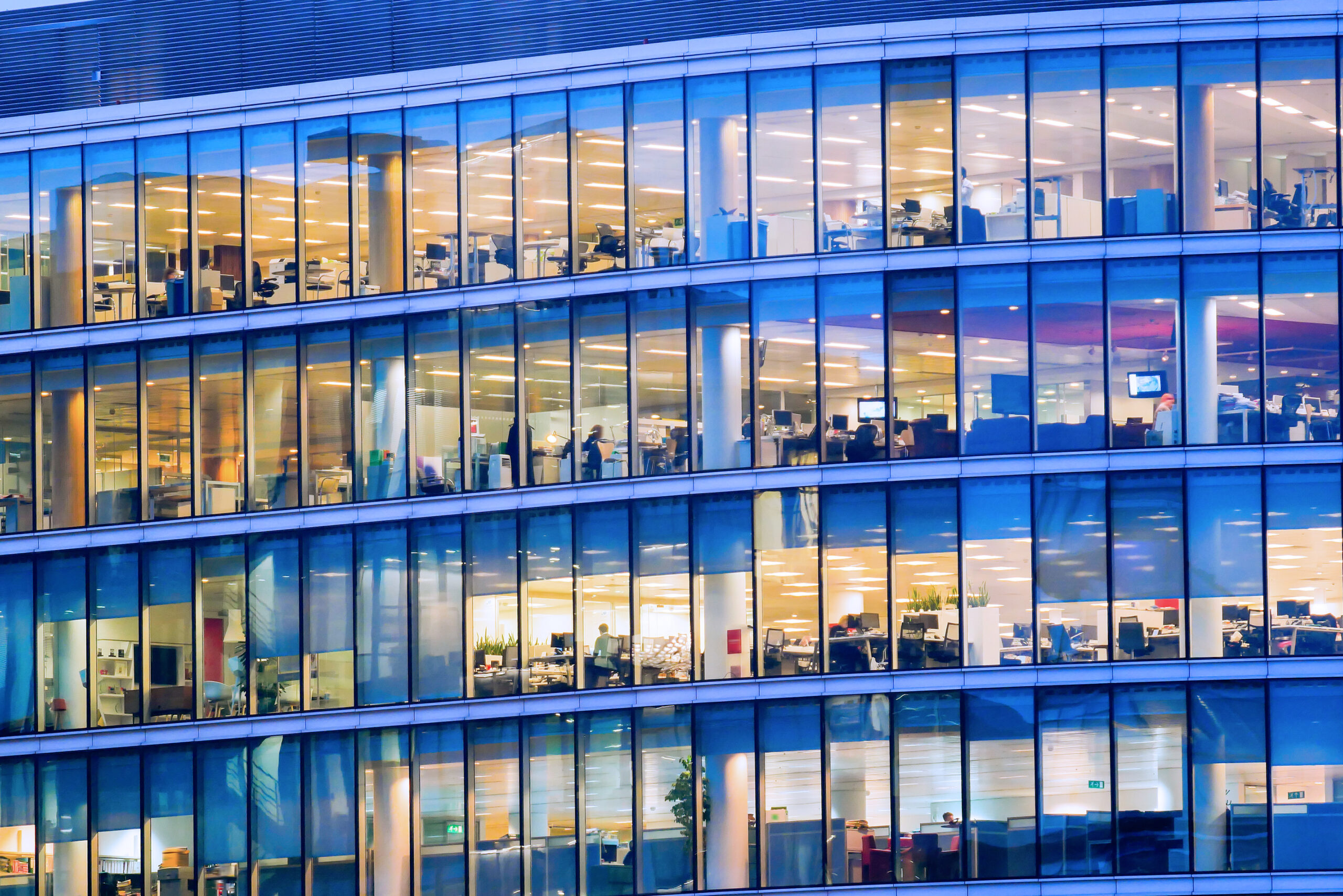 People working at office building in London