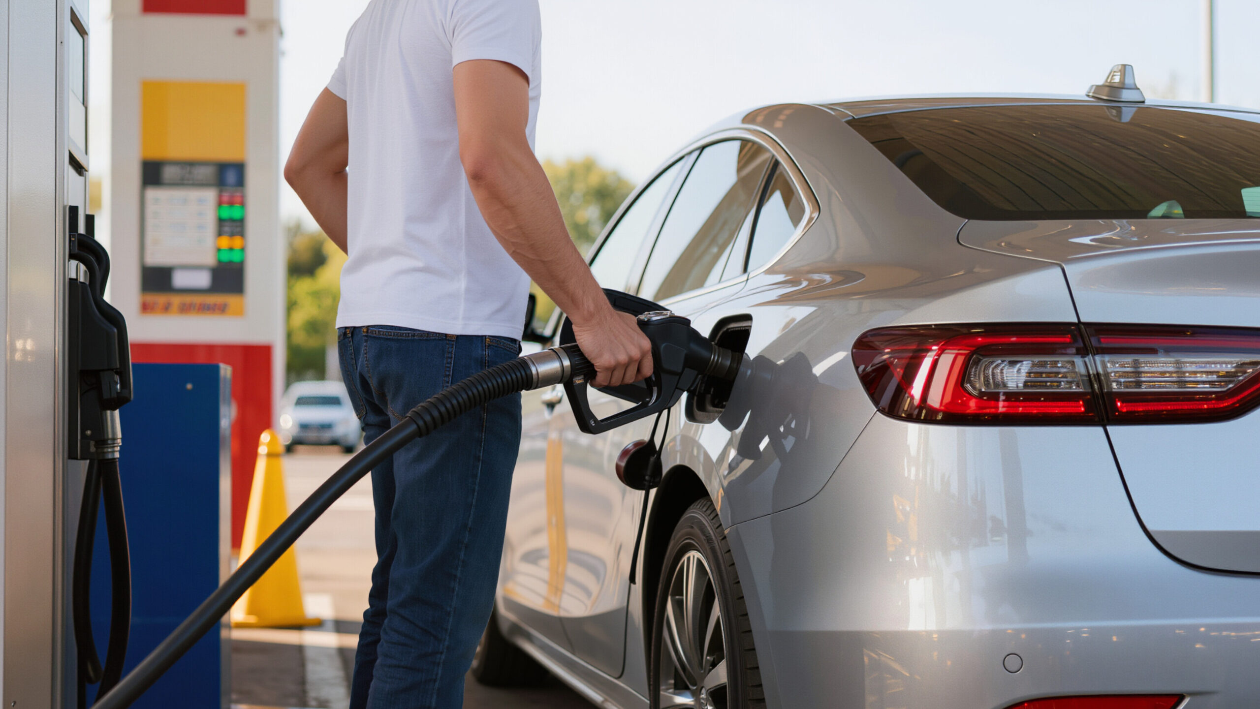 Person filling up gas in their car